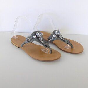 Coccinelle Crystal Embellishments Rhinestone Thong Sandals Size 40/US-9.5